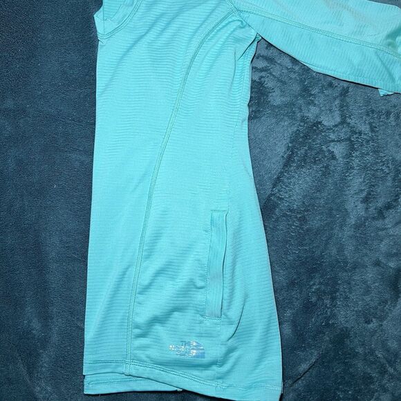 The North Face Women's Size: Small Green‎ Blue V Neck 3/4 Sleeve Hooded Pullover - Picture 6 of 6